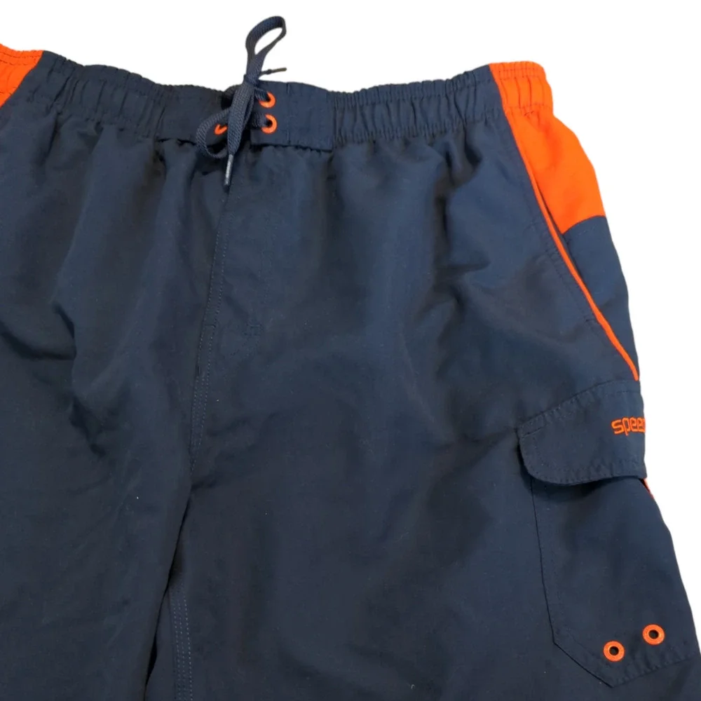 SPEEDO Navy Blue Orange Men's Swim Trunks XXL Summer Vacation